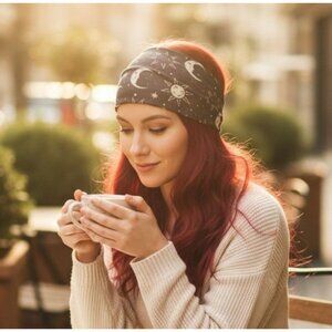 Moon & Sun Celestial Headband - Dark Witchy Boho Stretch - New